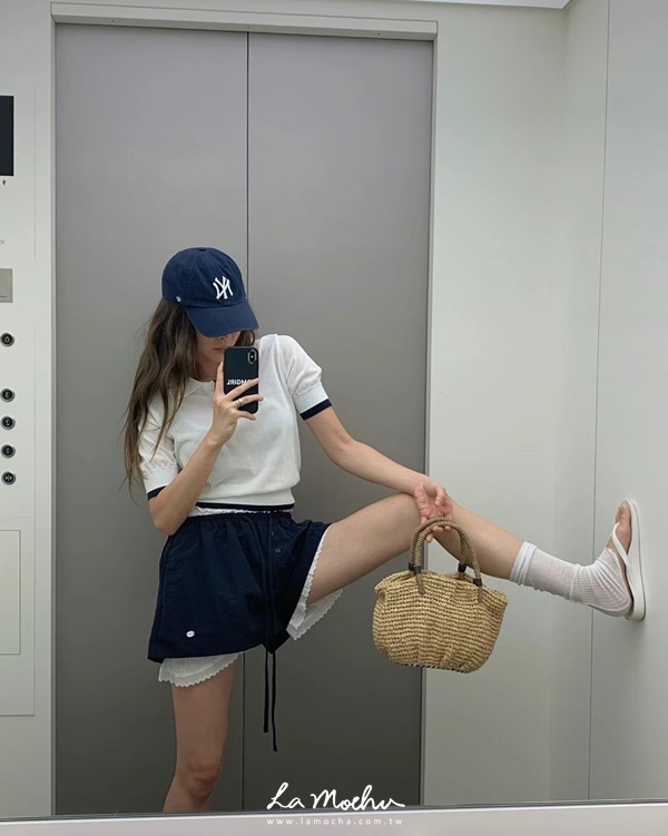 微透拼色滾邊POLO衫
